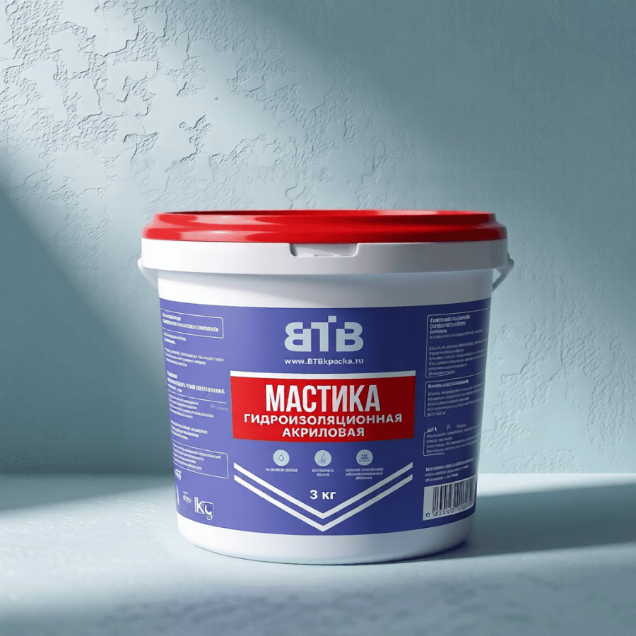 Мастика гидроизоляционная акриловая ВТВ 3кг 